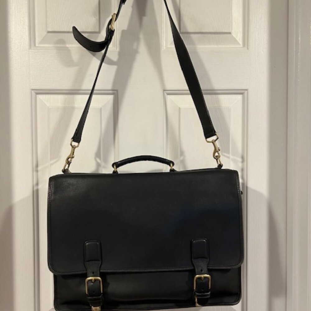 Coach Black Leather Shoulder Laptop/Briefcase Bag